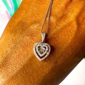 Diamonds in Rhythm 10K White Gold 1/4ct Diamond Heart Necklace  KAY
